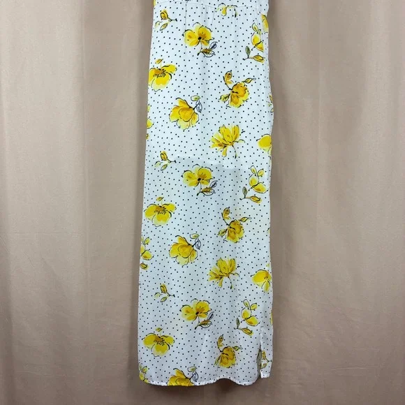 Abercrombie Fitch Yellow Floral Polka Dot Slip Maxi Smocked Boho S Y2K Coquette - Picture 6 of 12